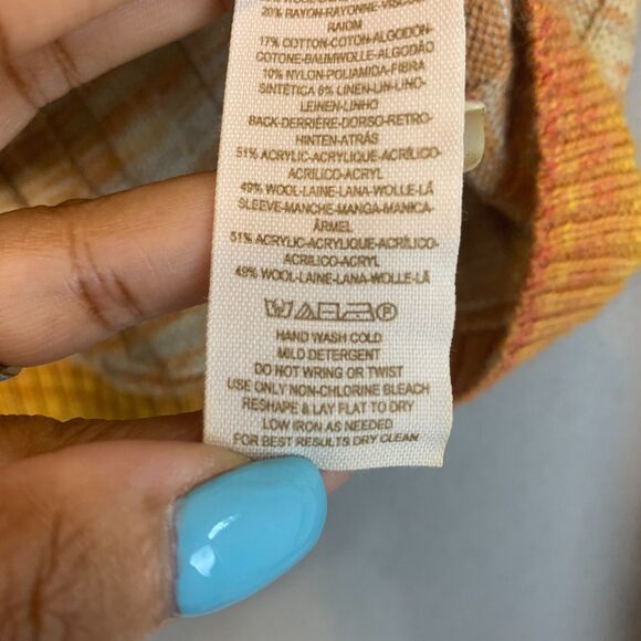 Free People Ribbed Knit Sweater Orange Rust Ombre Gradient Long Sleeve Top Small - Picture 4 of 8